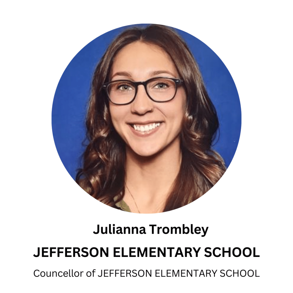Julianna Trombley providing Therapeutic Counseling at Jefferson Elementary School 
